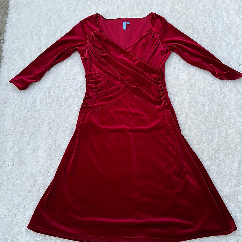 Elegant Holiday Dress Cranberry Velvet - Picture 1 of 8